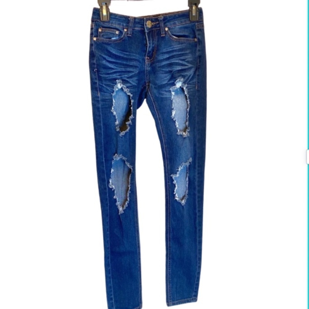 UWD Skinny Jeans Distressed Ripped Destroyed Low Rise Stretch